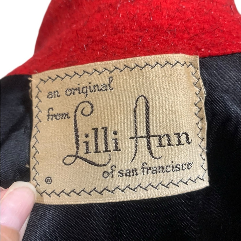 Vntg 50’s Volup Lilli Ann Red wool Coat with Black Fur Trim size XL - Picture 11 of 11